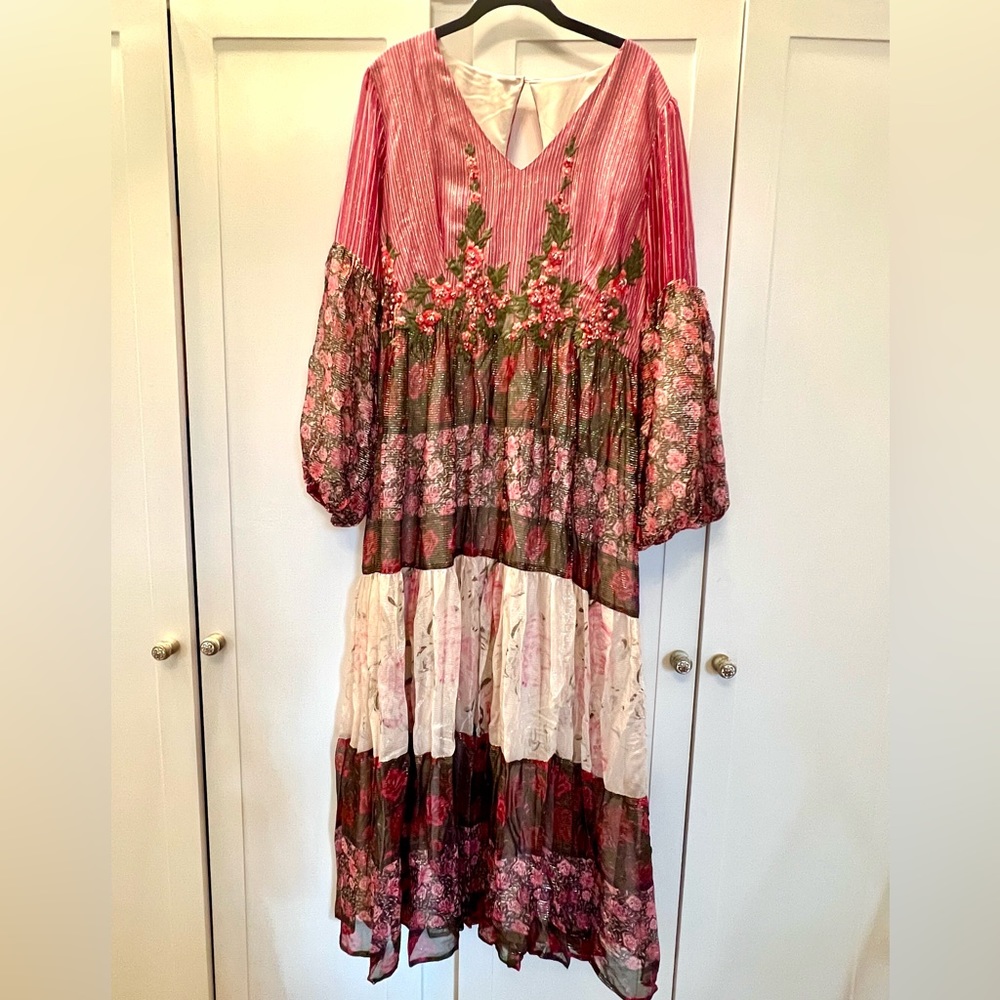 NEW no Tags Anthropologie x Mynah's Reynu Taandon Embroidered Maxi Dress sz 16